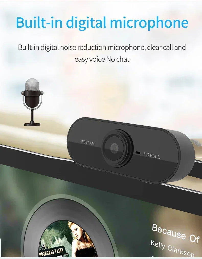 USB Webcam with Microphone, 360° Rotatable, Plug-and-Play