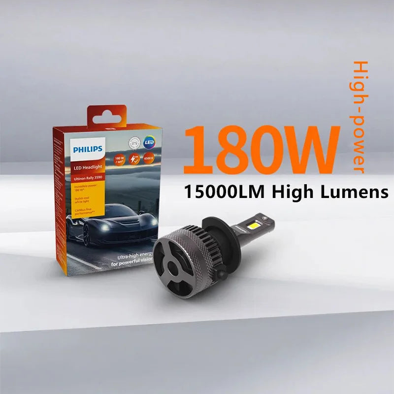 Philips Ultinon Rally 3590 H1 H4 H7 Auto LED-Scheinwerfer H8 H11 H16 HB3 HB4 HIR2 180W 15000LM Hochleistung 6500K Kaltweiß Beleuchtung
