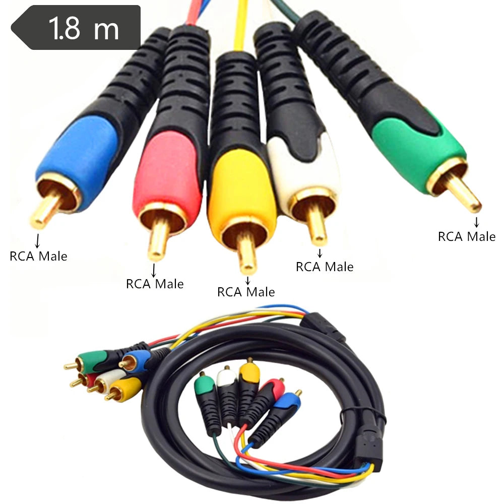 Cablu component audio-video 5-RCA, 1.8 m