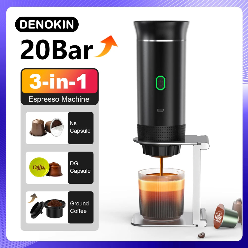Portable Rechargeable Espresso Maker for Capsules & Ground Coffee