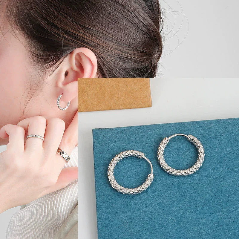 925 Sterling Silver CZ Star Moon Asymmetric Hoop Earrings