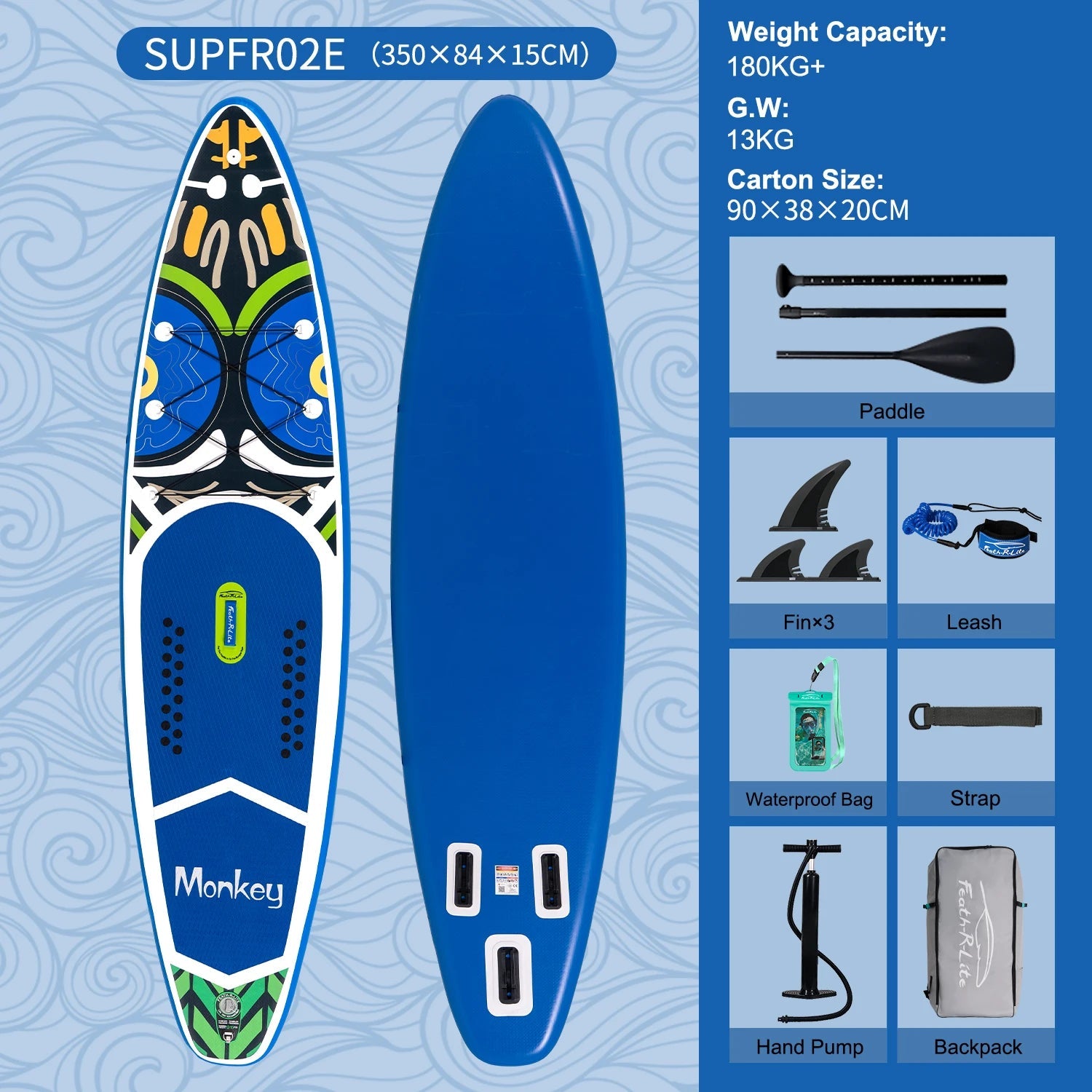 FunWater Inflatable Stand Up Paddle Board Paddling Board Surfboard Surf Sup Board 320-385CM Non-Slip Water Sport Paddle Board