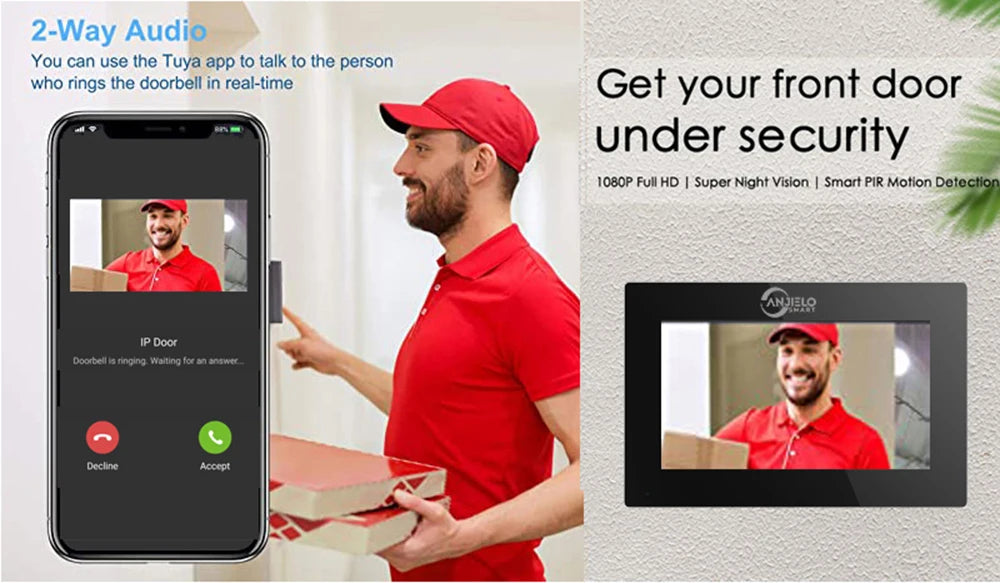 Fingerprint 5in1 Unlock Wifi Doorbell Video Intercom System For Home Doorphone Tuya Smart 1080P Touch Monitor Security Protect