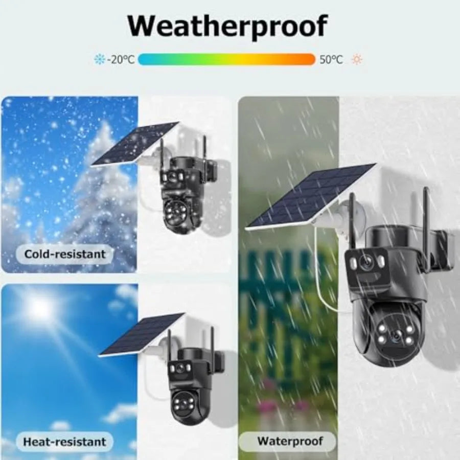 Outdoor Solar Security Camera Kit with 4K Dual-Lens 360 PTZ