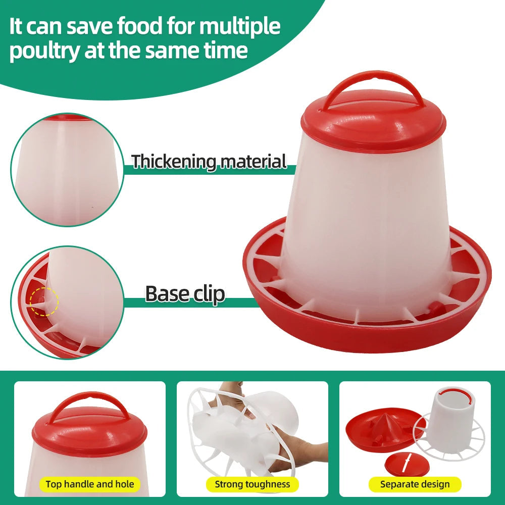 1.5kg Chicken Duck Feeder Bucket With Leg Poultry Food Fountain Chicken Chick Hen Lid Handle Feeding Watering Supplies