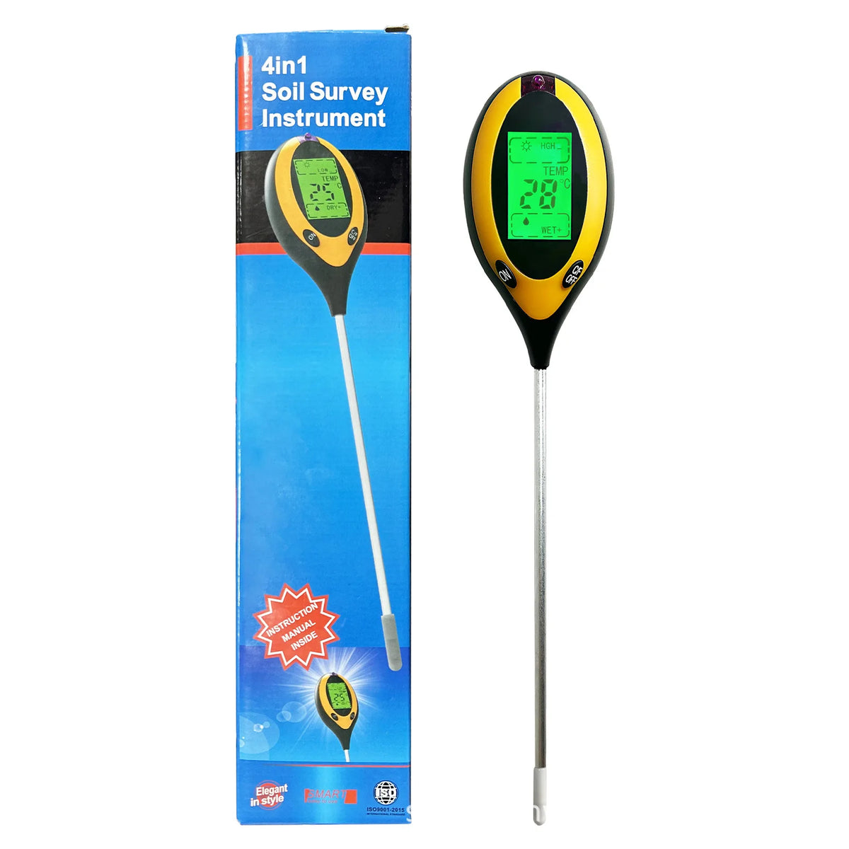4-in-1 Digital Soil Tester for pH, Moisture, Light & Temperature
