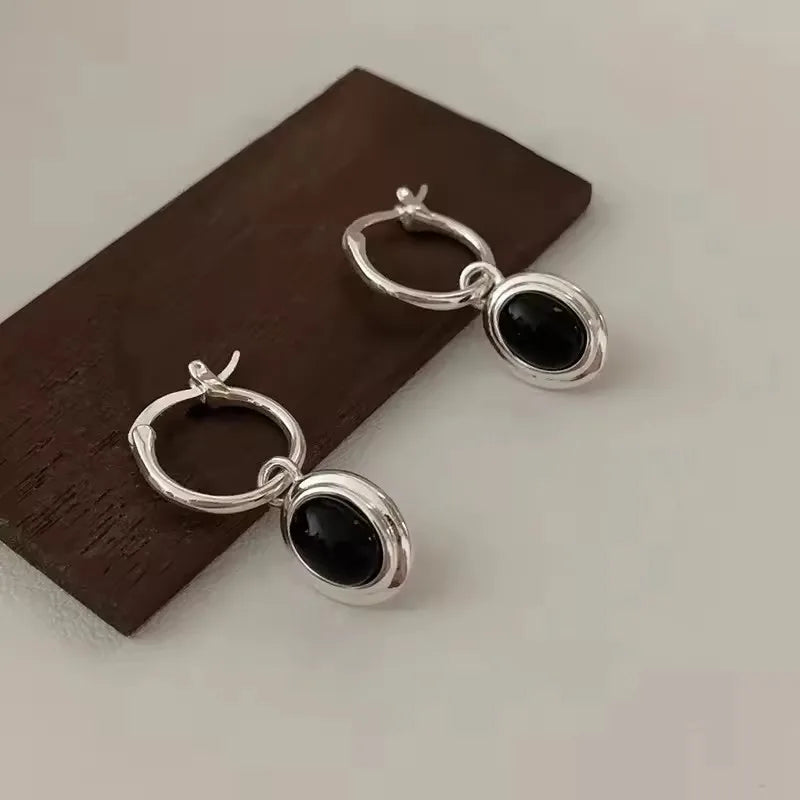 925 Sterling Silver CZ Star Moon Asymmetric Hoop Earrings