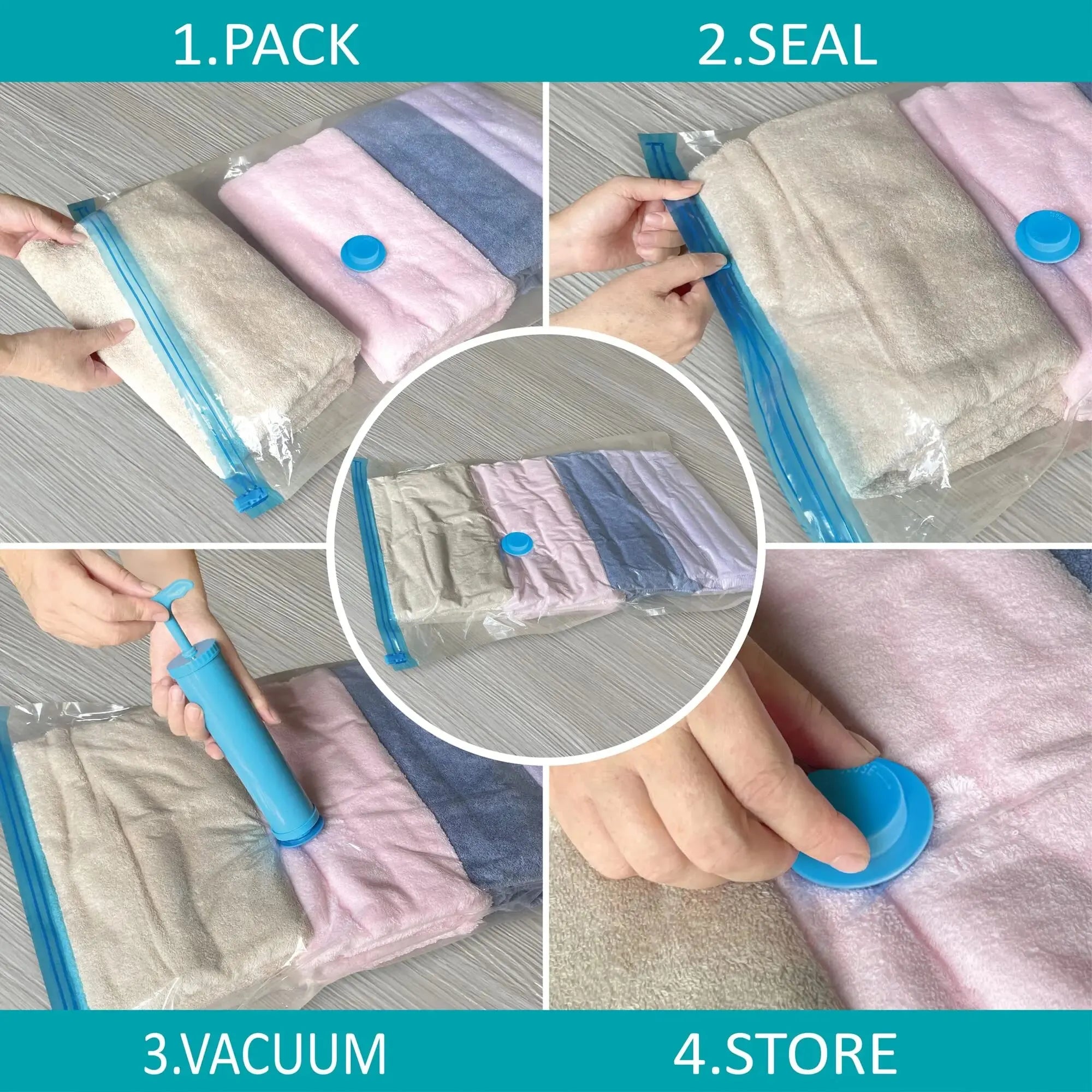 Vacuum Storage Bag for Clothing, Comforters, Blankets, Bedding Home Packing Organizers Not Include Pump