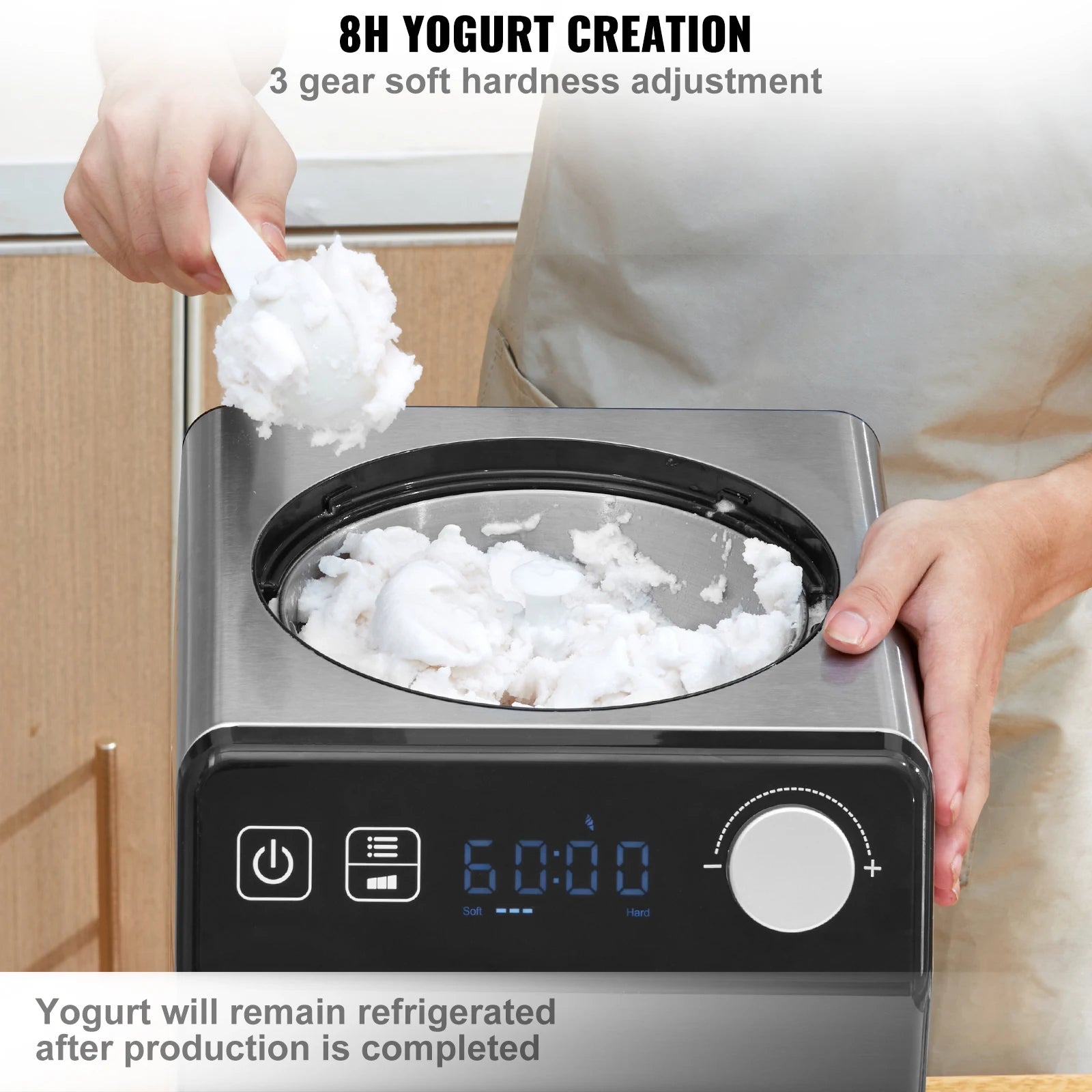 Automatic Ice Cream Maker 2QT with Built-In Compressor & 4 Modes