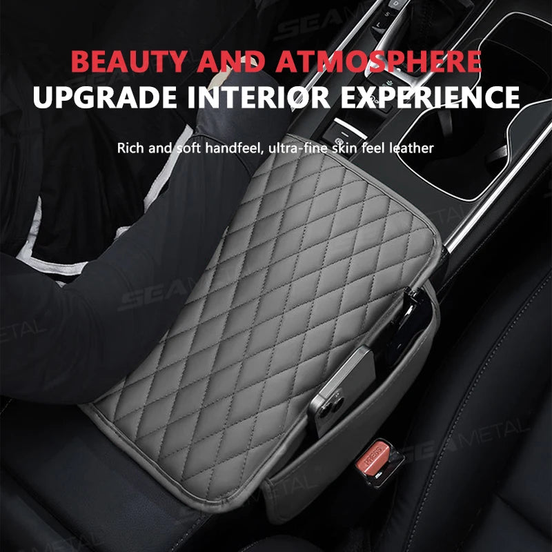 Universal Car Armrest Box Cover with Storage Pockets