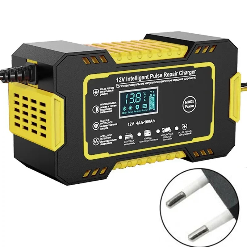 12–24V Automatic Car Battery Charger with LCD Display