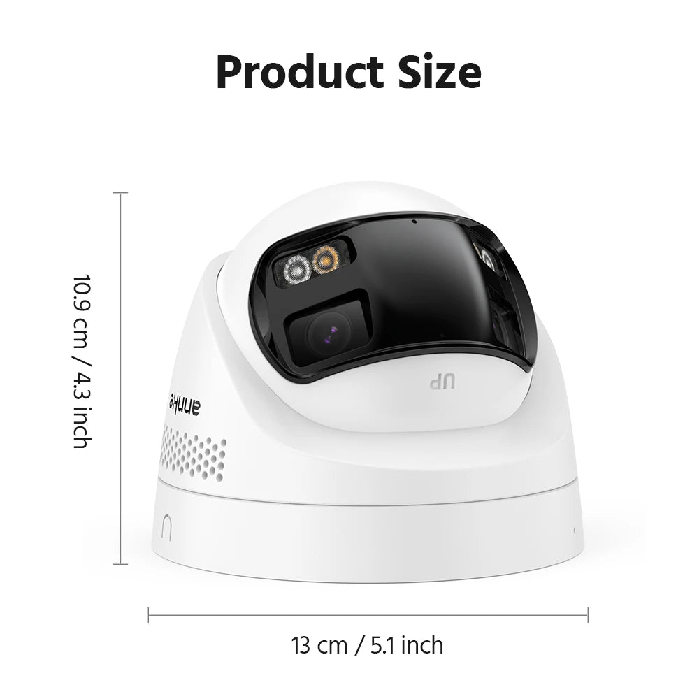 8MP Dual Lens PoE IP Security Camera with Human Detection, Two-Way Audio, 180° View