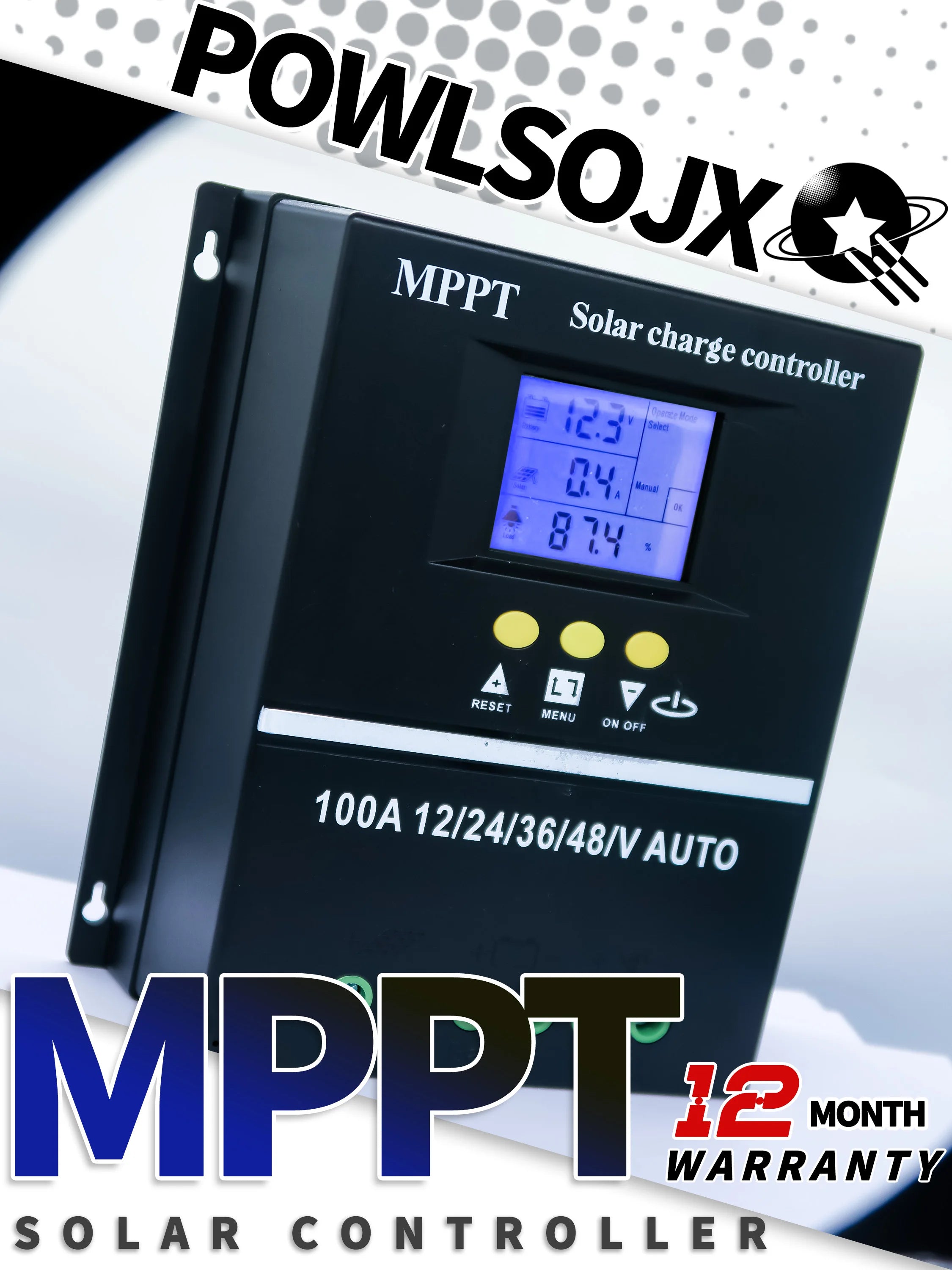 POWLSOJX MPPT 100A 80A 60A Solar Charge Controller 12V 24V 36V 48V Solar Panel Lead Acid/Lithium Battery Regulator Dual USB