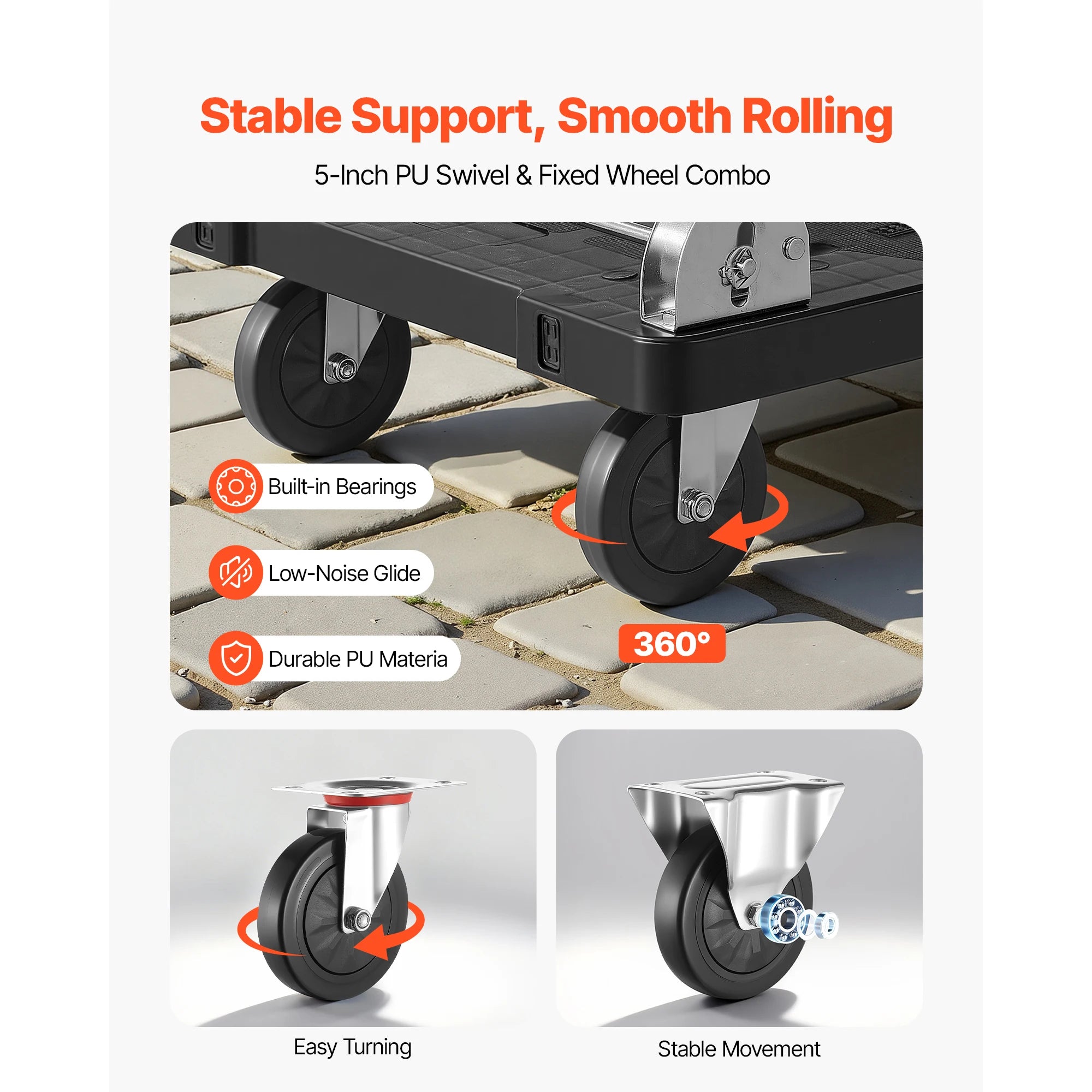 SucceBuy 660 lbs Foldable Push Cart Dolly Folding Platform Hand Truck with Swivel Wheels Moving Flatbed Cart for Easy Storage