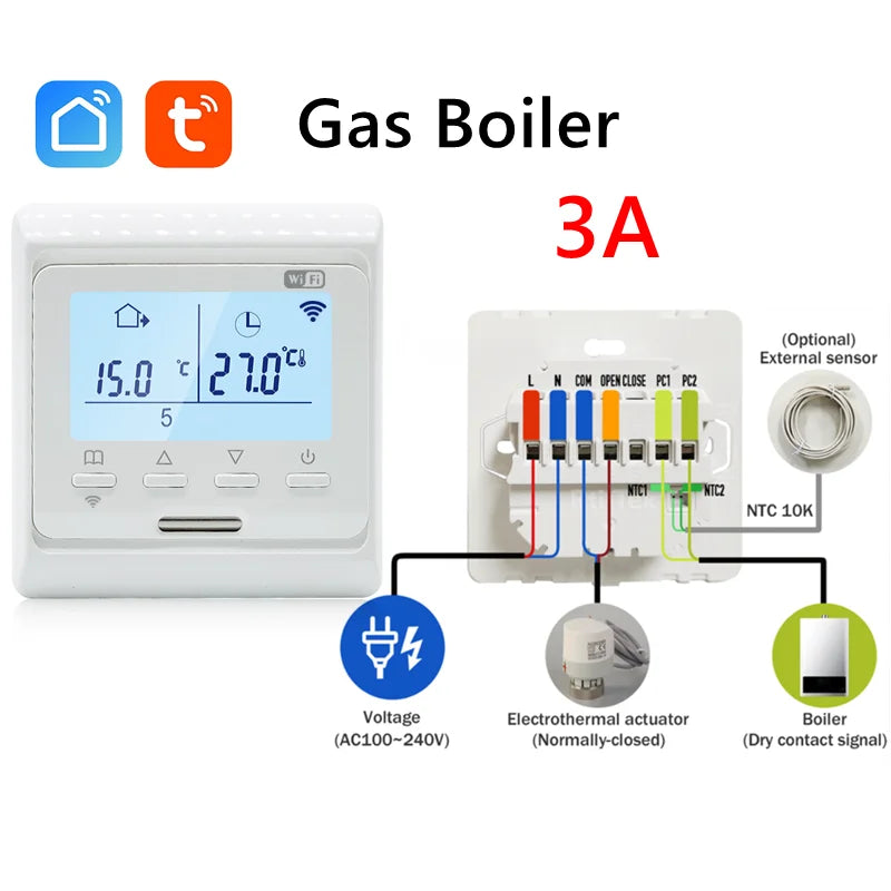 WIFI Underfloor Heating Thermostat LCD Screen 220V Electric, Water, Gas Boiler Warm Floor Programmable Temperature Controller