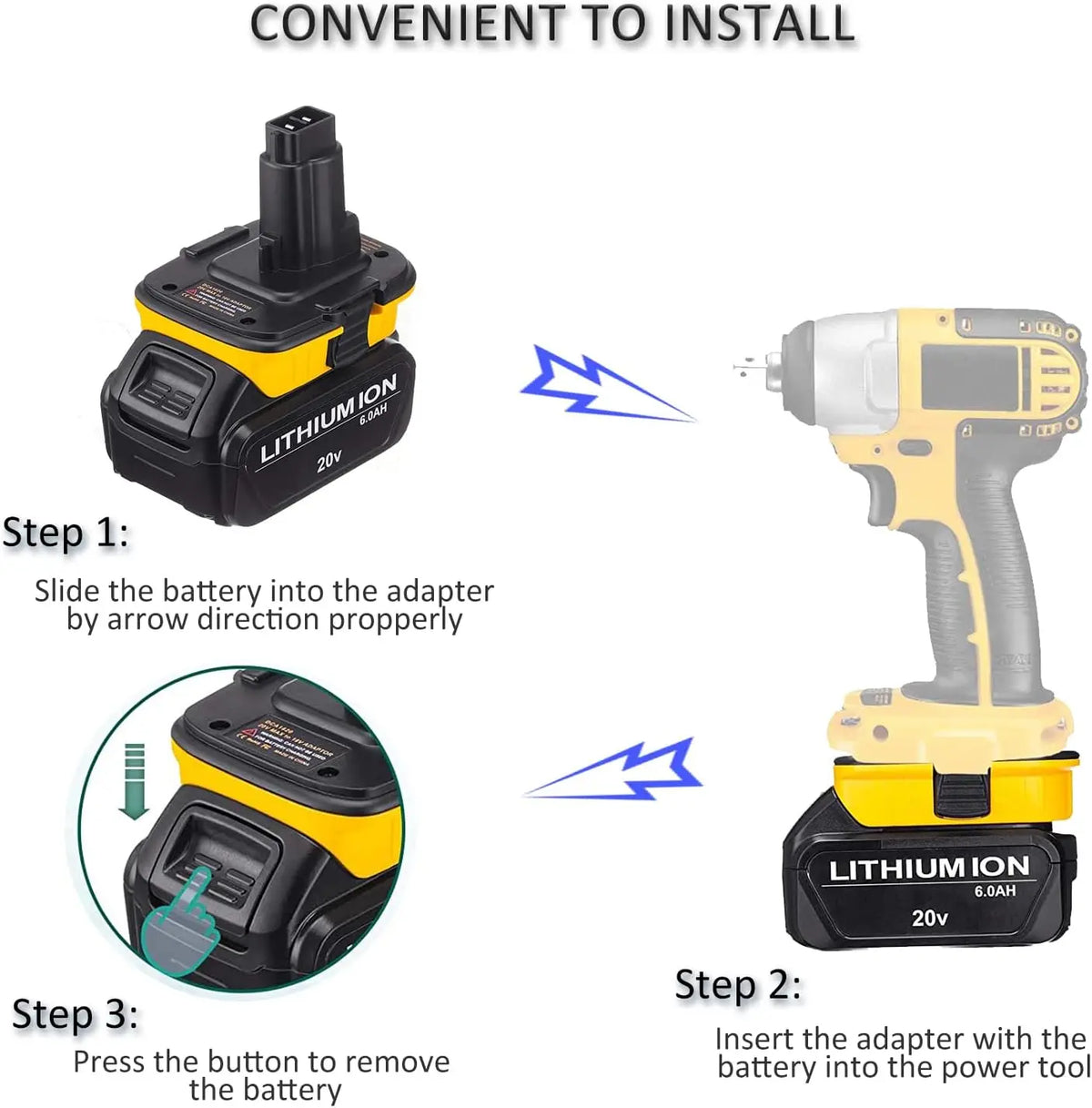 Adaptér DCA1820 pro 20V akumulátory a nářadí DeWalt 18V
