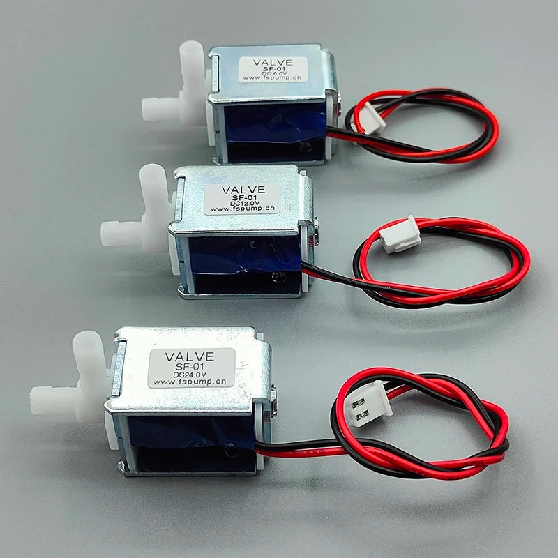 Válvula solenoide mini normalmente fechada, 6V, 12V ou 24V