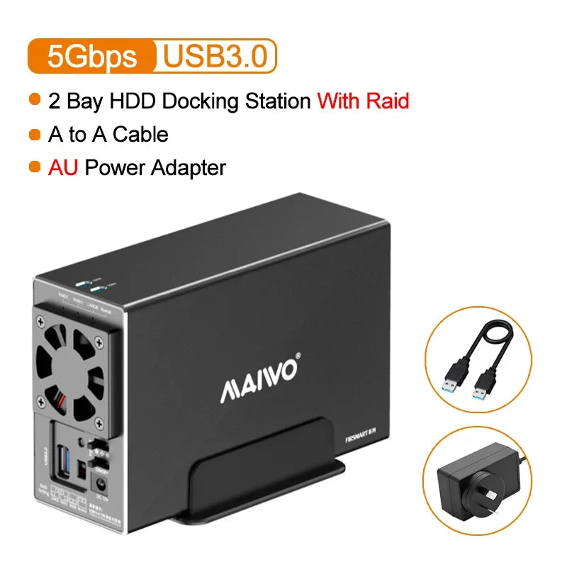 Dual-bay SATA-dockingstation voor HDD en SSD, USB 5Gbps