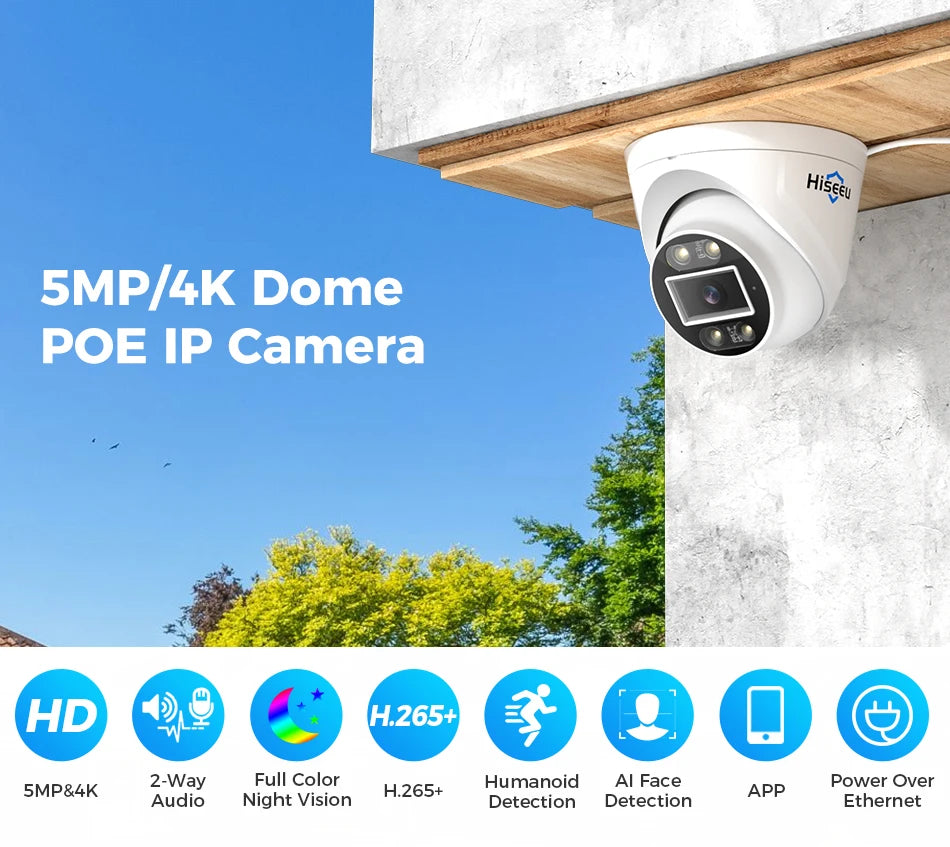 8MP PoE IP Security Dome Camera with Face Detection