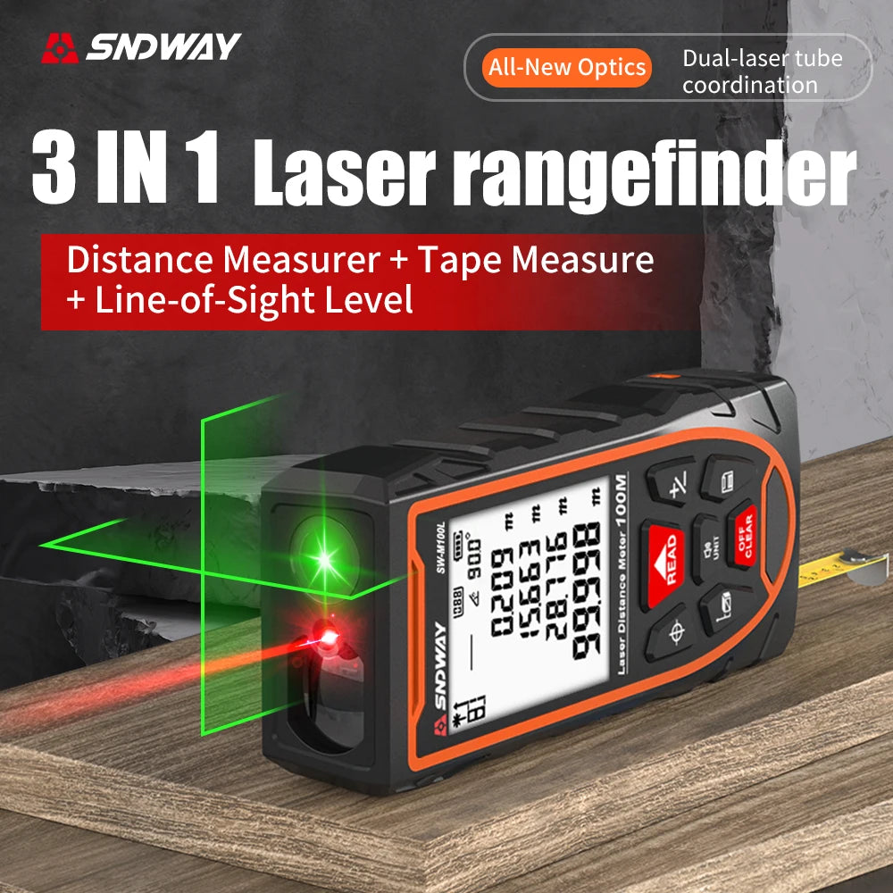 Laser Distance Meter with Angle and Green Line Level