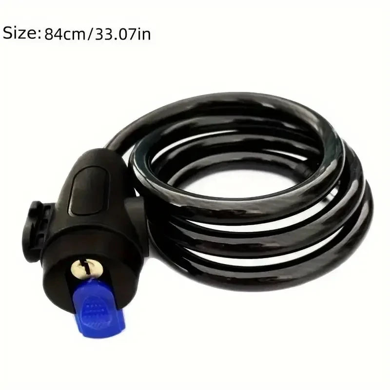 Coiled Bicycle Cable Lock with Two Keys