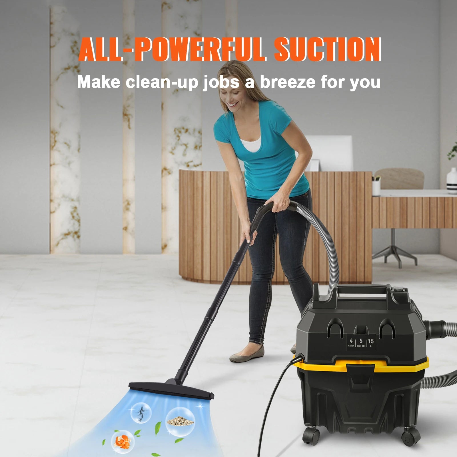 Ηλεκτρική Σκούπα Υγρών και Στερεών 15L 1200W με Ισχυρή Αναρρόφηση και Φυσητήρα