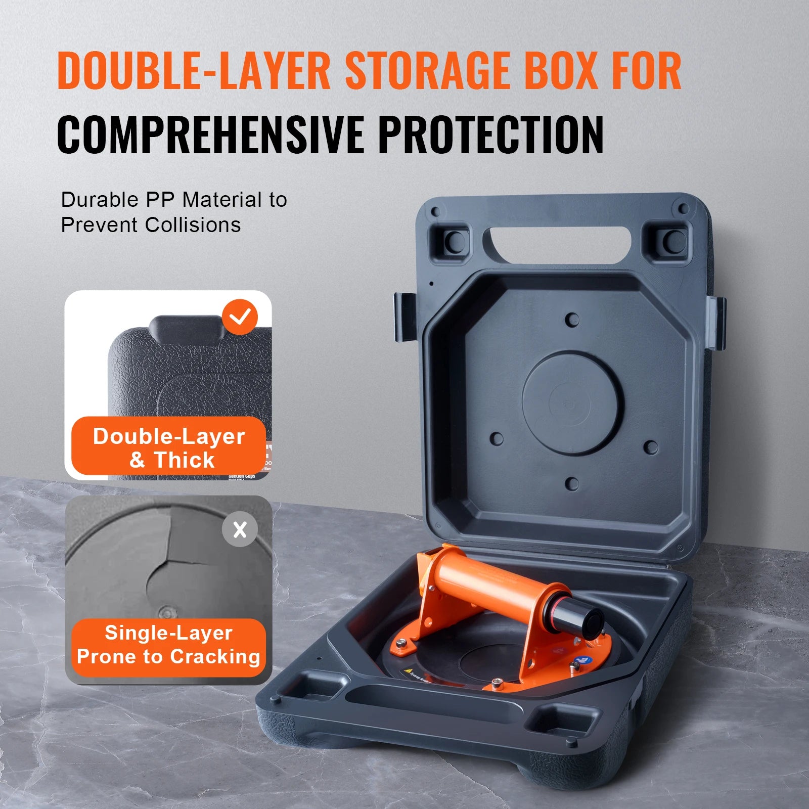 Glass Vacuum Suction Cup Lifter with Handle & Carry Case (8"/10")