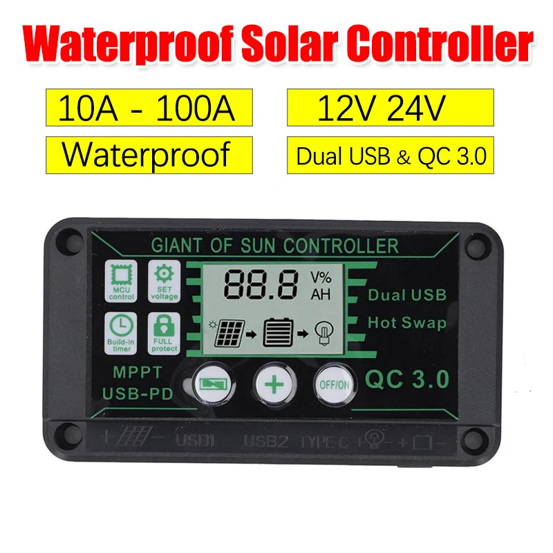 12 V / 24 V Solar Charge Controller with LCD