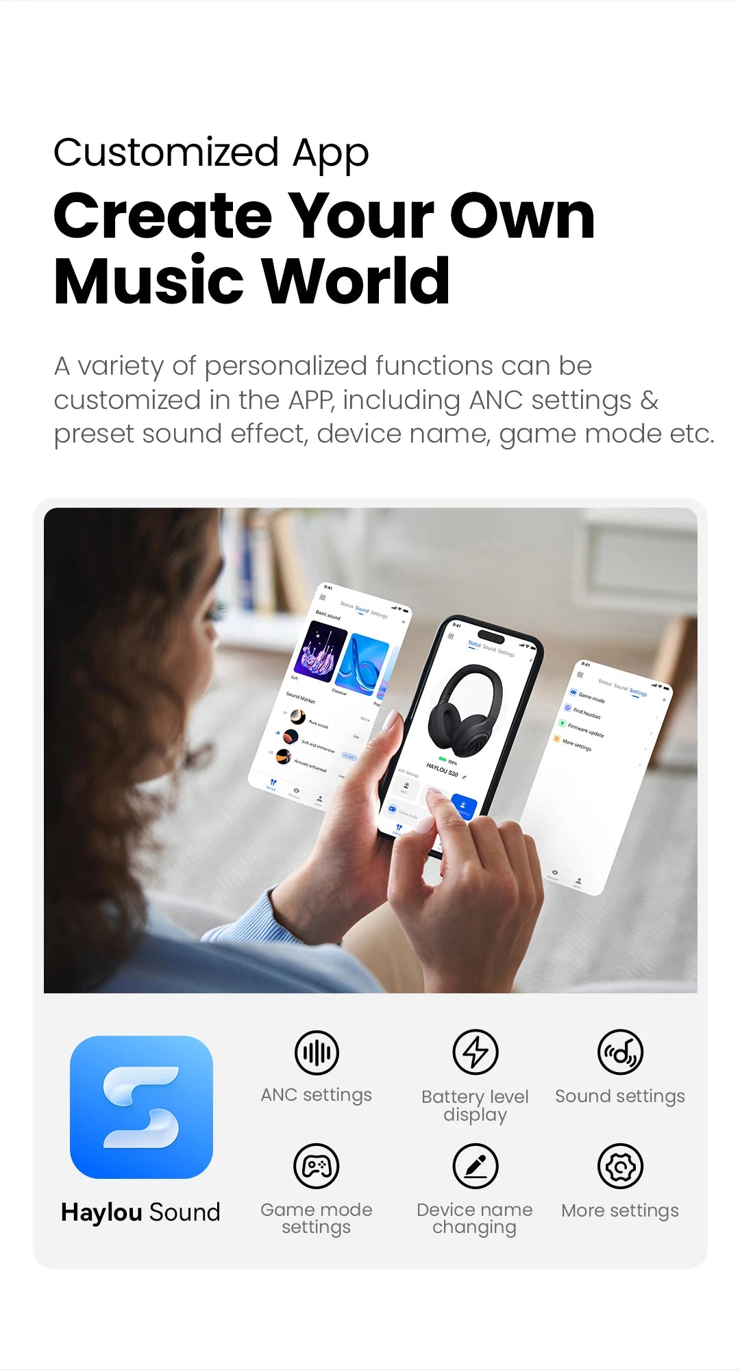 Haylou S30 Wireless Bluetooth ANC Headphones