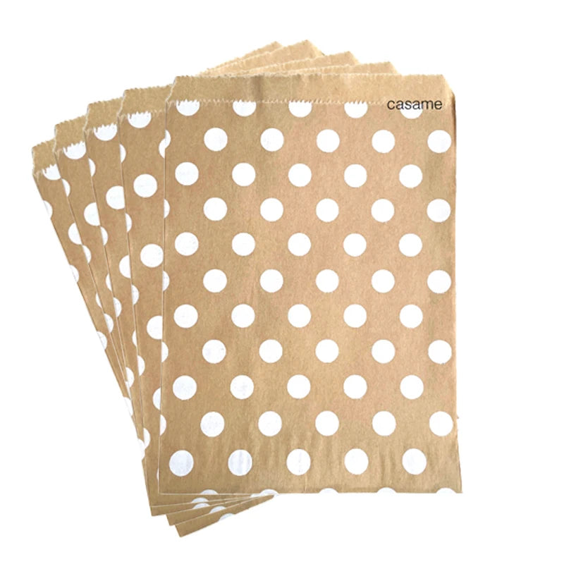 Wave Dot Kraft Paper Candy Bags – 50ks dárkové a balicí sáčky na sladkosti