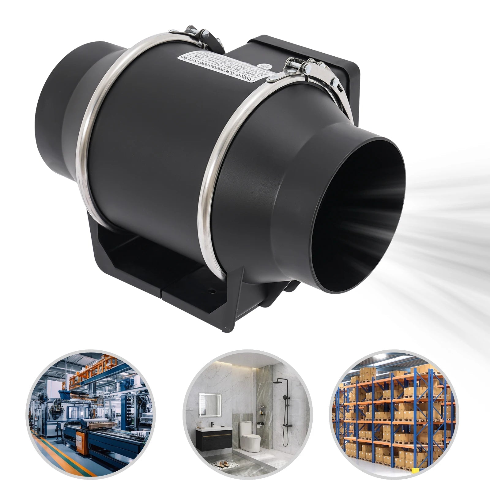 YIYIBYUS 220V Exhaust Fans Pipe Duct Ventilation Fan Silent Bathroom Extractor Ventilation Kitchen Toilet Wall Exhaust Duct Fan