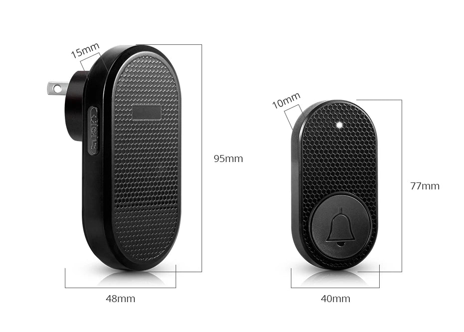 Wireless Doorbell with 33 Chimes, 4 Volume Levels, 150m Range