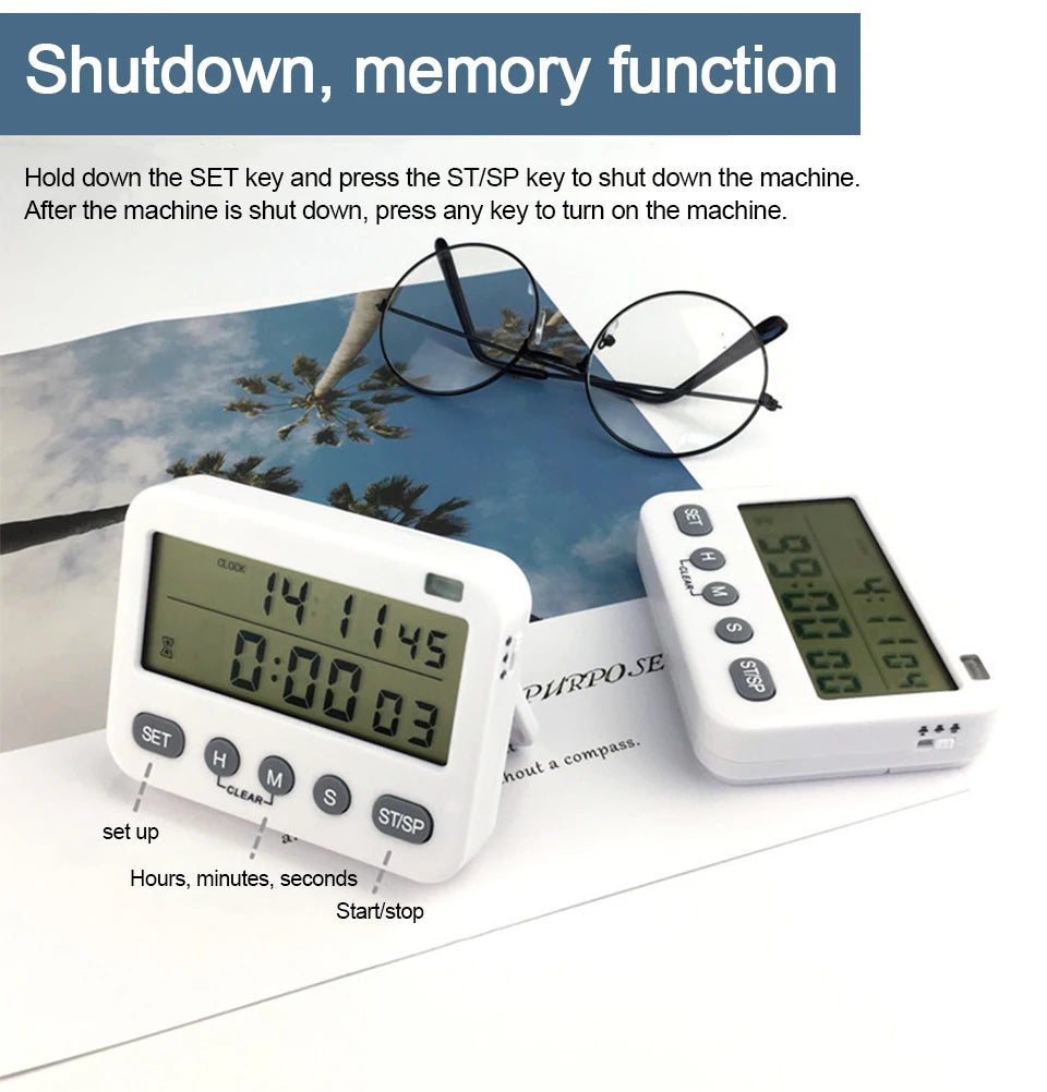 Dual Digital Kitchen Timer - Vibration Option