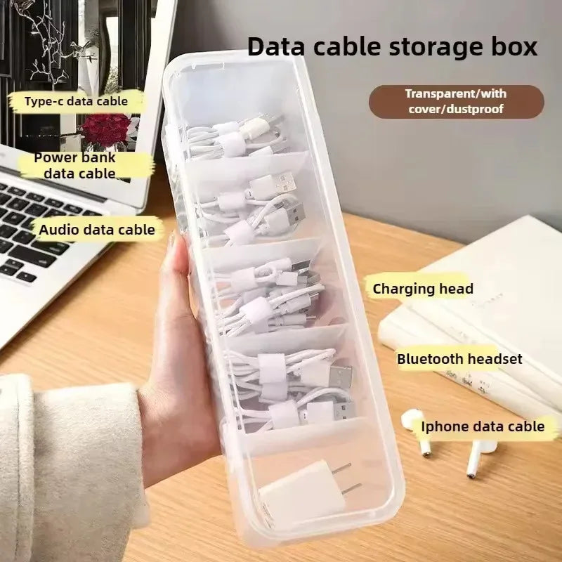 Clear Cable Storage Box with Lid