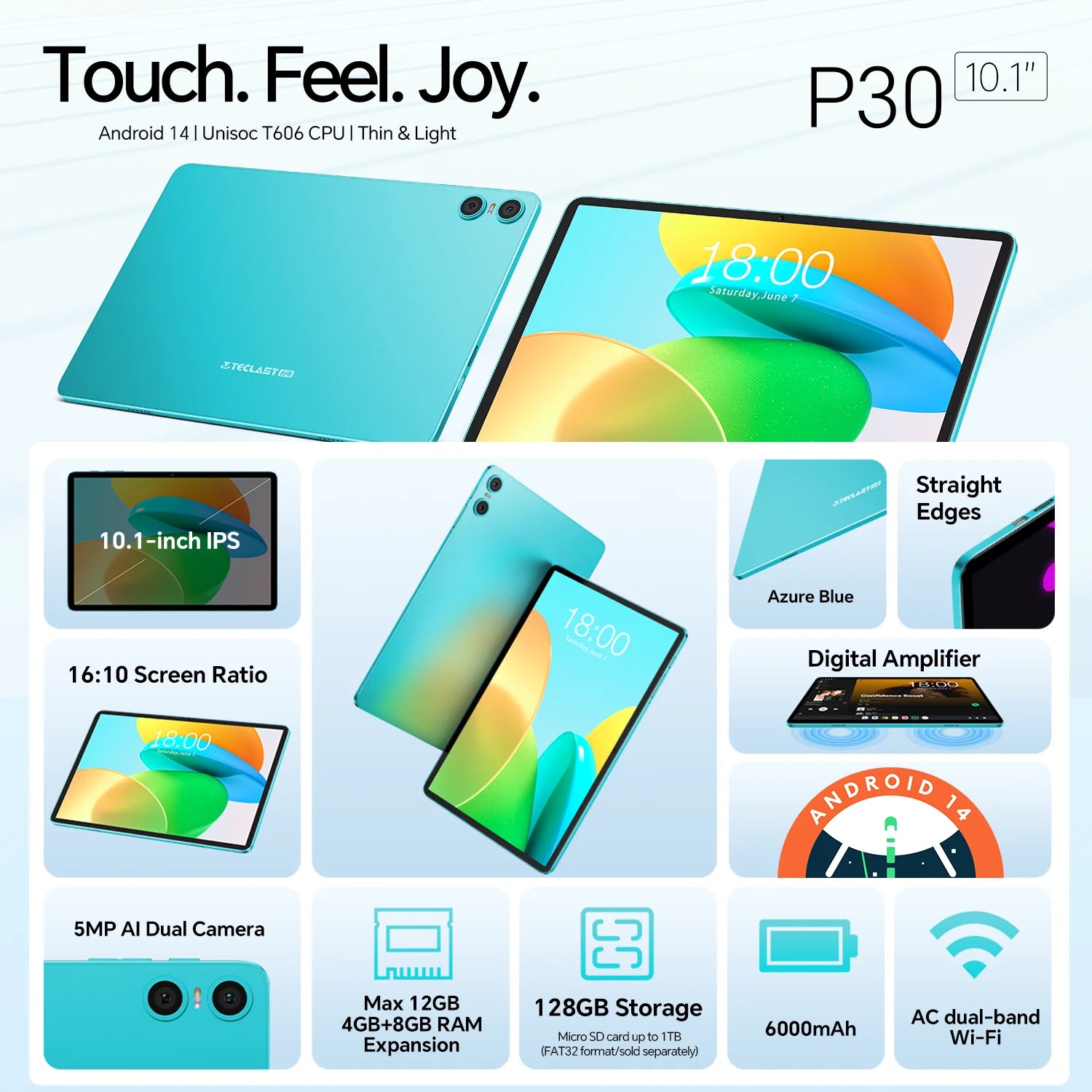 Teclast P30 Tablet Android 14 con Display IPS da 10,1"