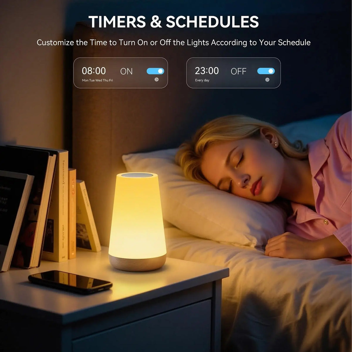 Candeeiro de mesa Wi-Fi com aplicação Tuya Smart, candeeiro de ambiente para mesa de cabeceira, candeeiro de mesa de cabeceira com controlo remoto, luz noturna com vários modos de iluminação