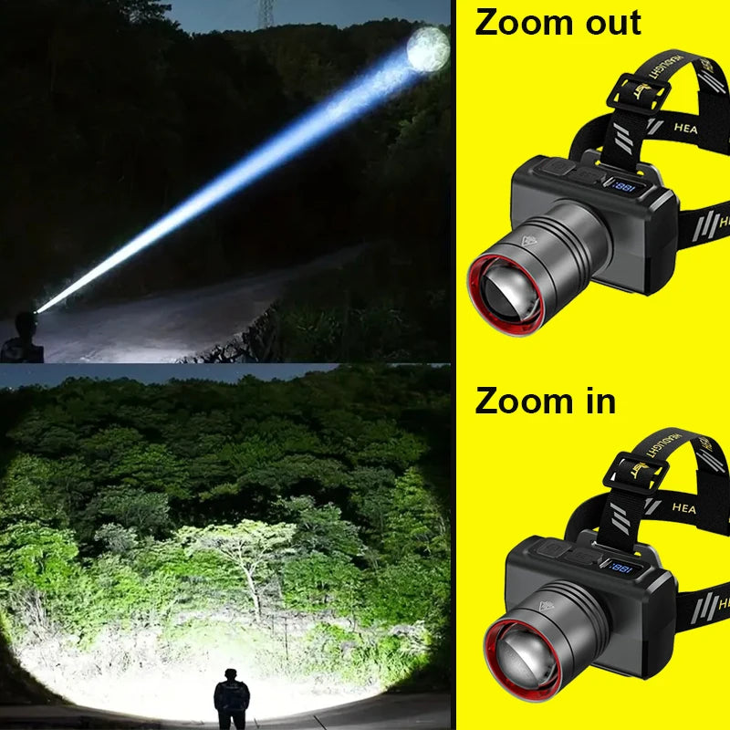 Rechargeable Headlamp Super Bright Head Light Motion Sensor Front Led Head Flashlight Waterproof Outdoor Camping Flashing