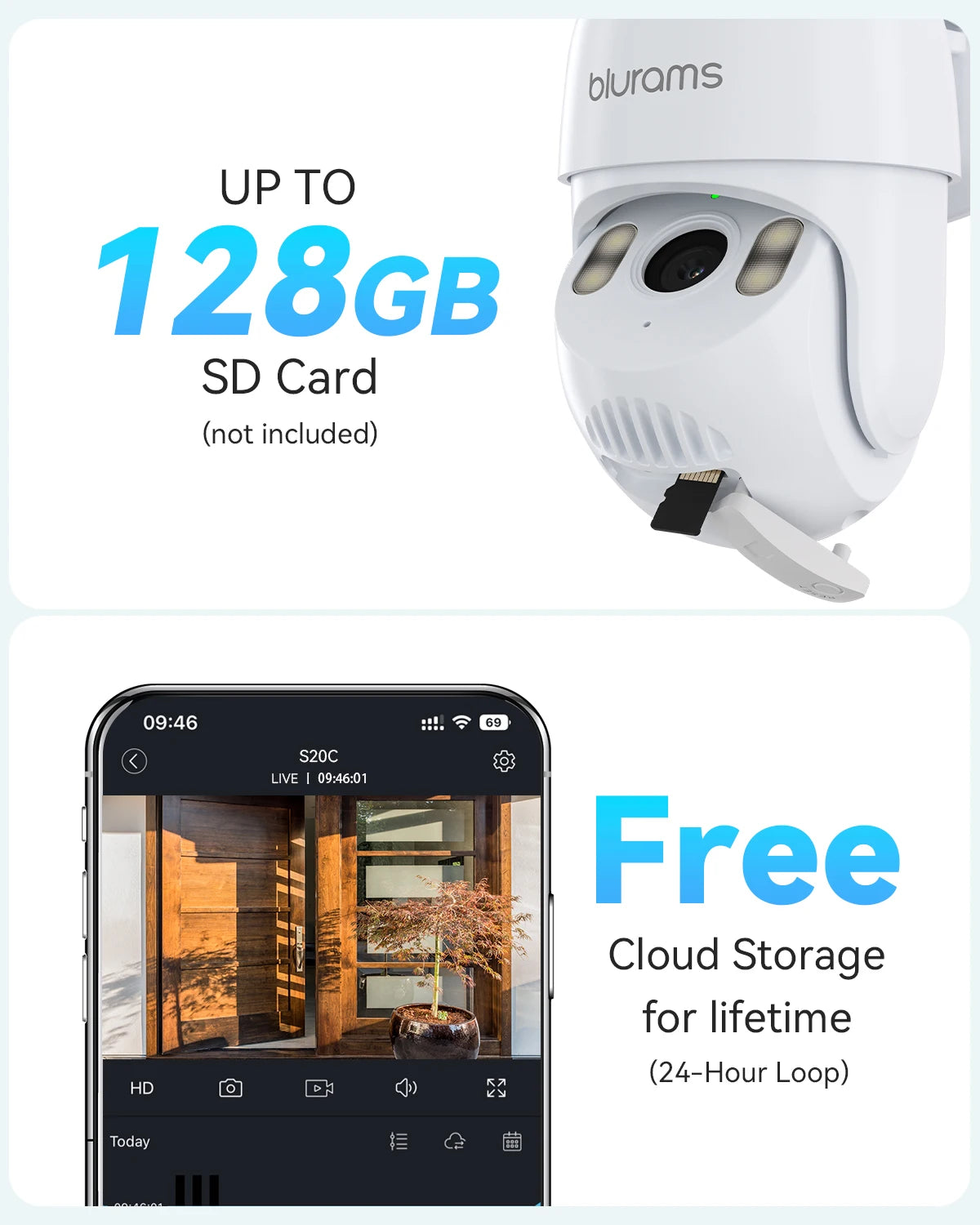 2K Outdoor Security Camera 360° PTZ with Color Night Vision