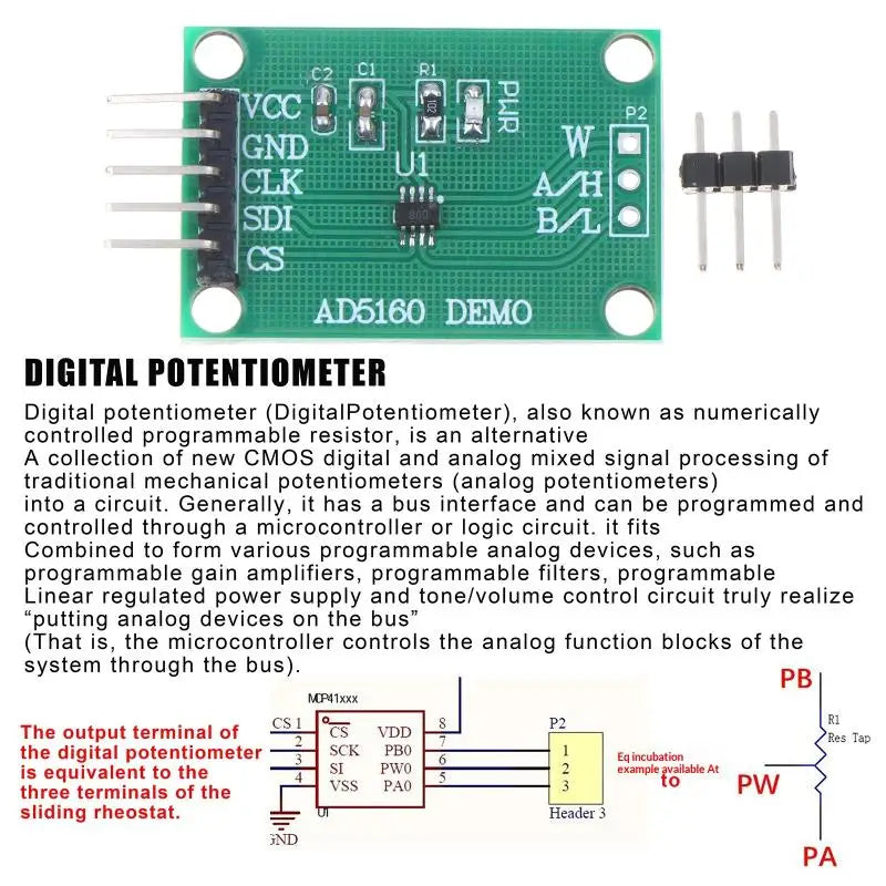 AD5160 SPI digitale potmeter-module