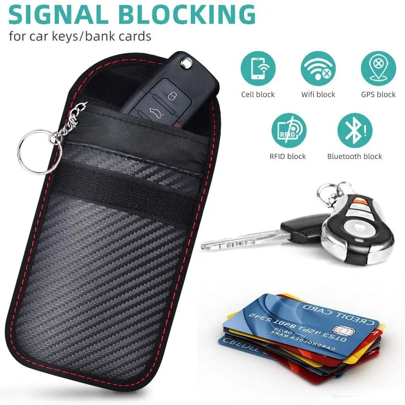 Autókulcs-jel blokkoló tok Faraday-kór, fogas tok RFID-blokkoló táska kulcs nélküli