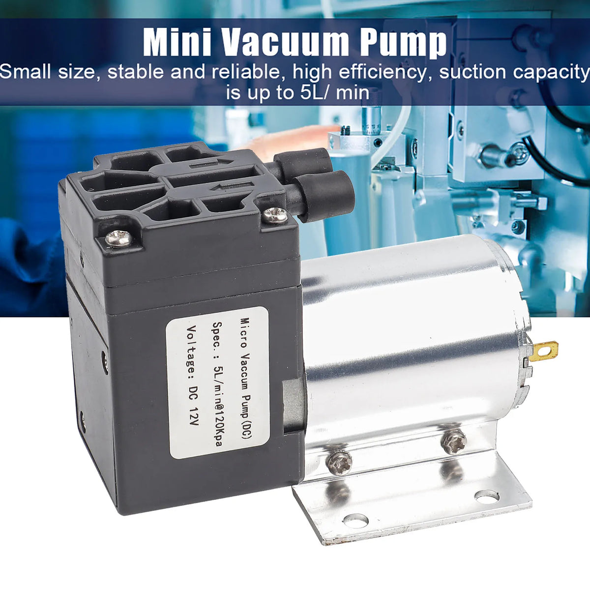 Vakuumpump negativt tryck sugpump DC 12V 5L/min 120kpa mini vakuumpump negativt tryck sugpumpning med hållare