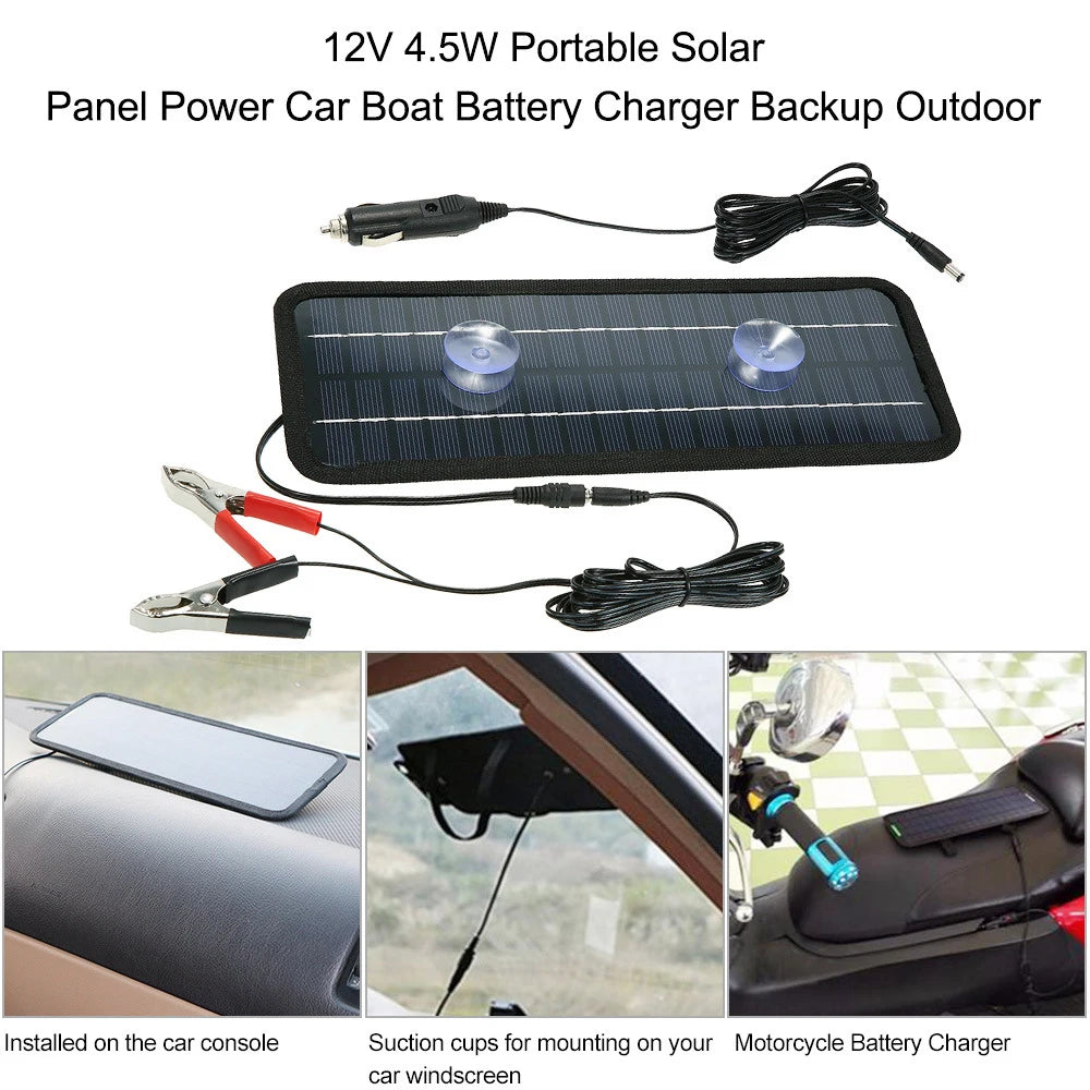 Solar Panels Charger Car Motorcycle Kick Scooters Portables Solar Panel Car Charger Battery 12V Efficient Maintenance