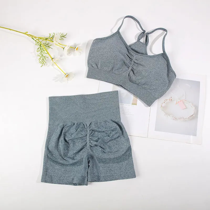 Nahtloses Yoga-BHF-BH und Shorts – Getrennt oder Set-Optionen
