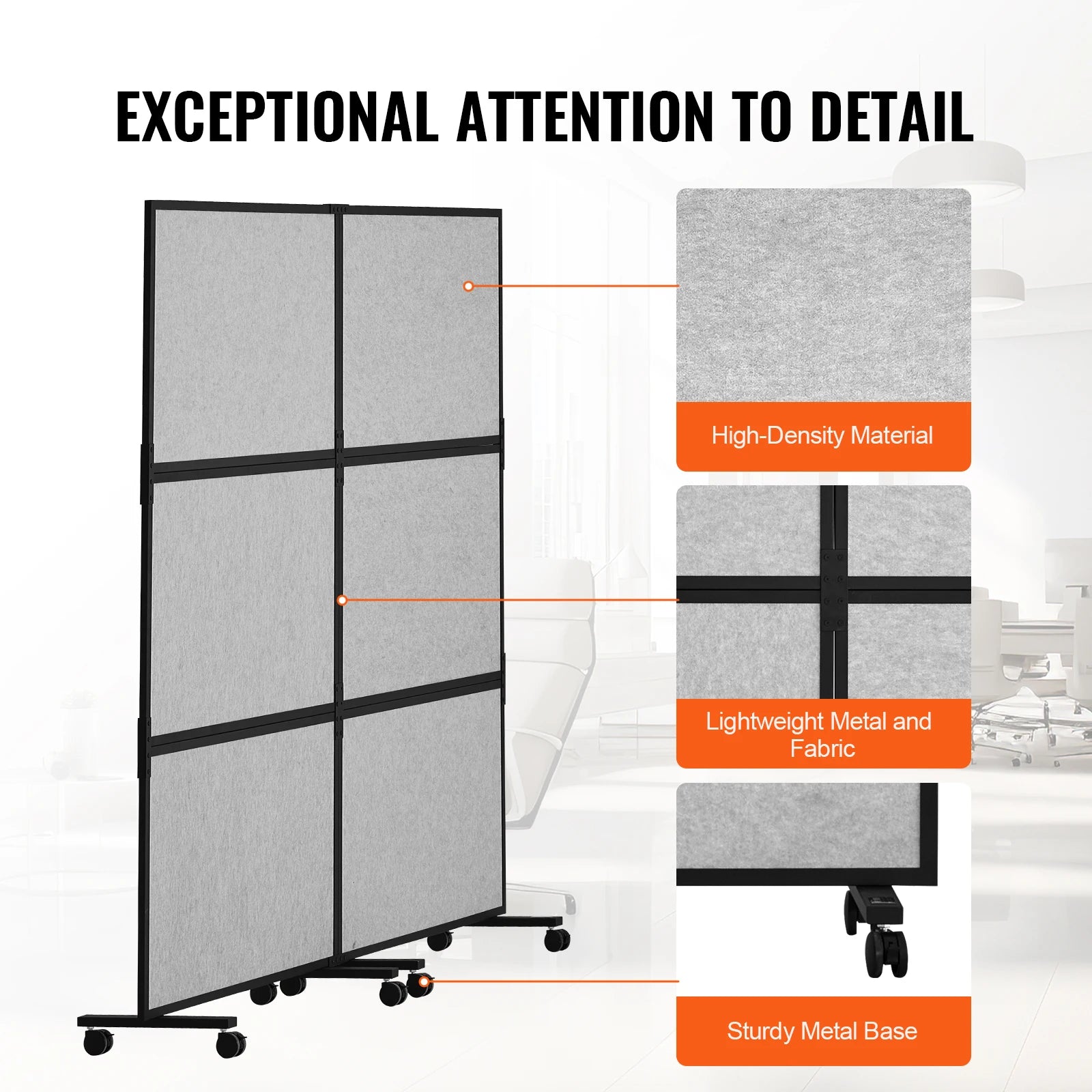 SucceBuy Office Divider 2 Panel Office Partition Freestanding Office Divider Wall Partition & Privacy Divider Reduce loud Noise