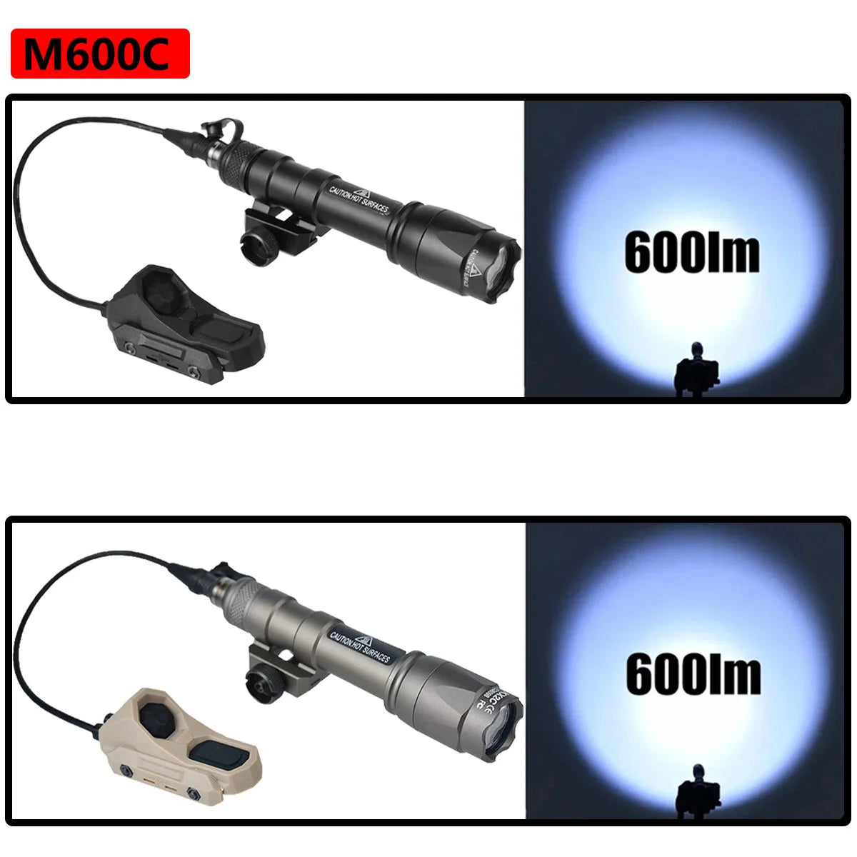 Surefire M600 M600C M300 Tactical Rifle AR15 Flashlight Airsoft Hunting Aisoft Rifle Gun Scout Light Axon Dual Function Switch