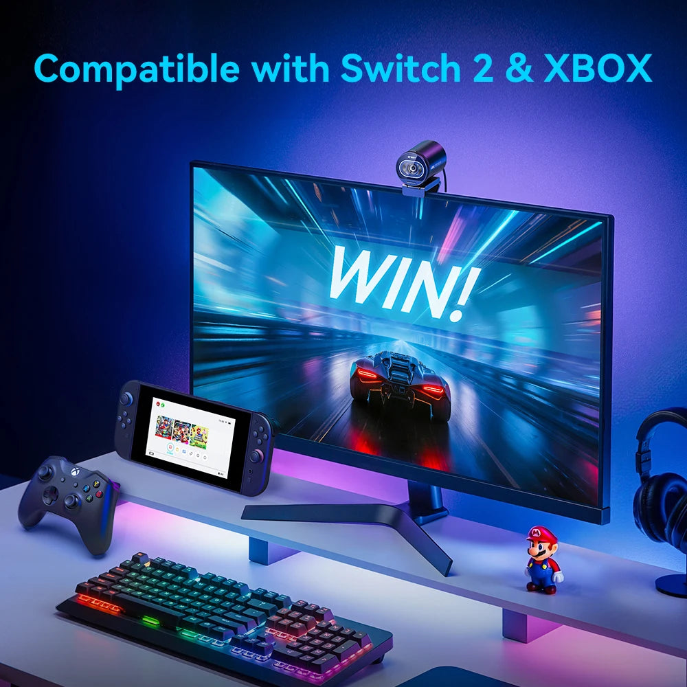 Webkamera 4K Streaming Webkamera 1080P 60FPS USB Kamera EMEET S600 Autofokus Kamera pro živé vysílání s mikrofony pro Tiktok/YouTube