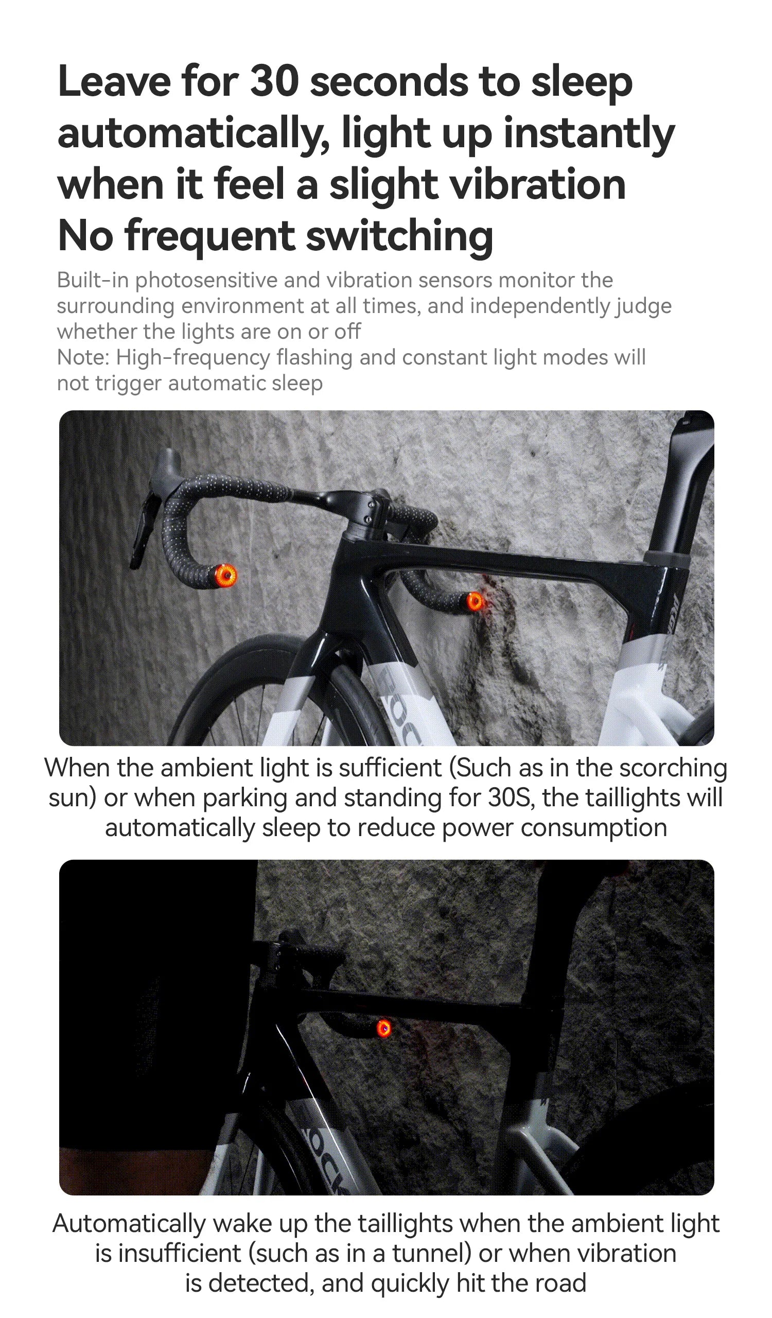 Bike Handlebar Plug LED Safety Lights with Brake Sensor (2pcs)