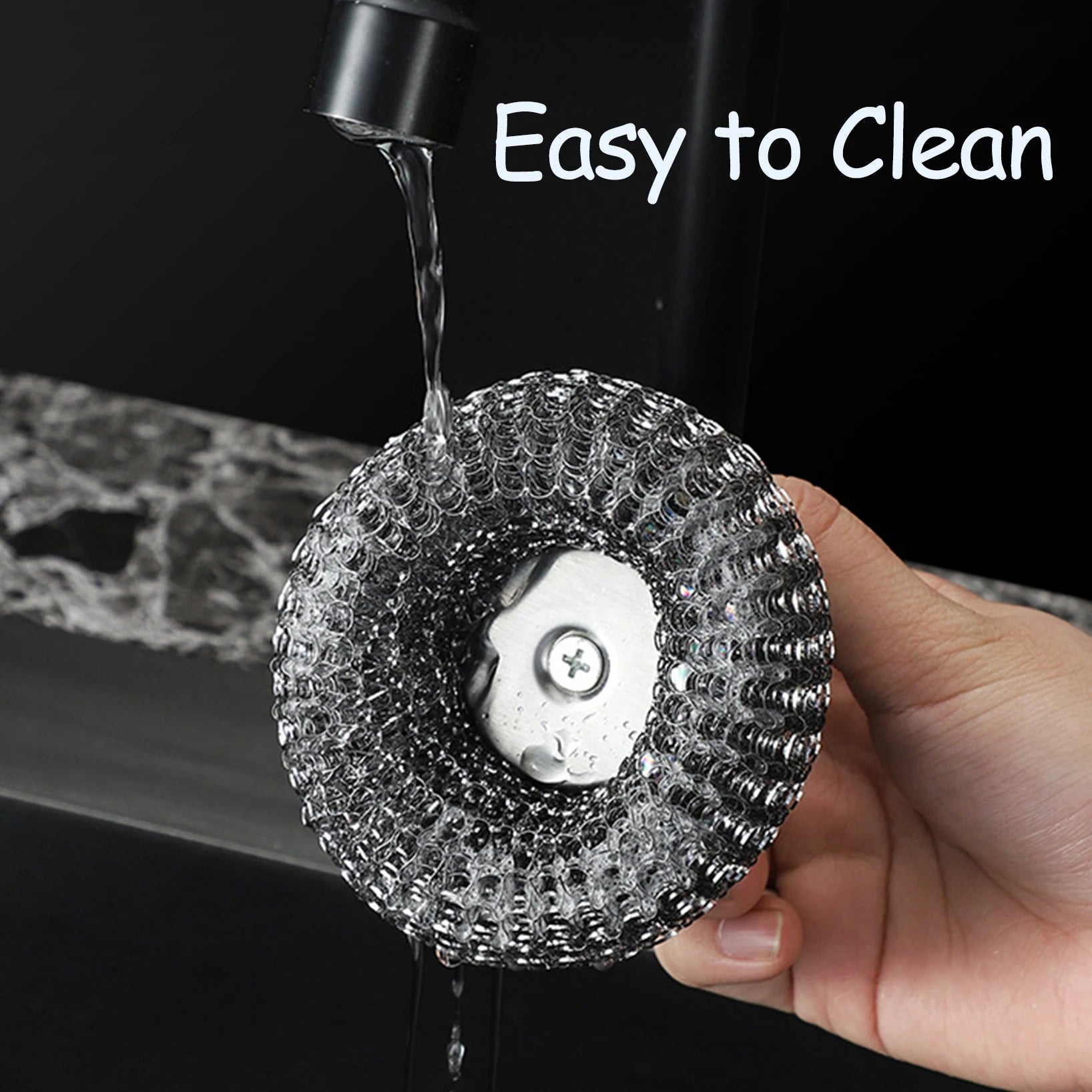 1PC Steel Wool Scrubber with Handle Stainless Steel Cleaning Brushes Cleaning Dishes Stock Pots Pans Griddles Grills