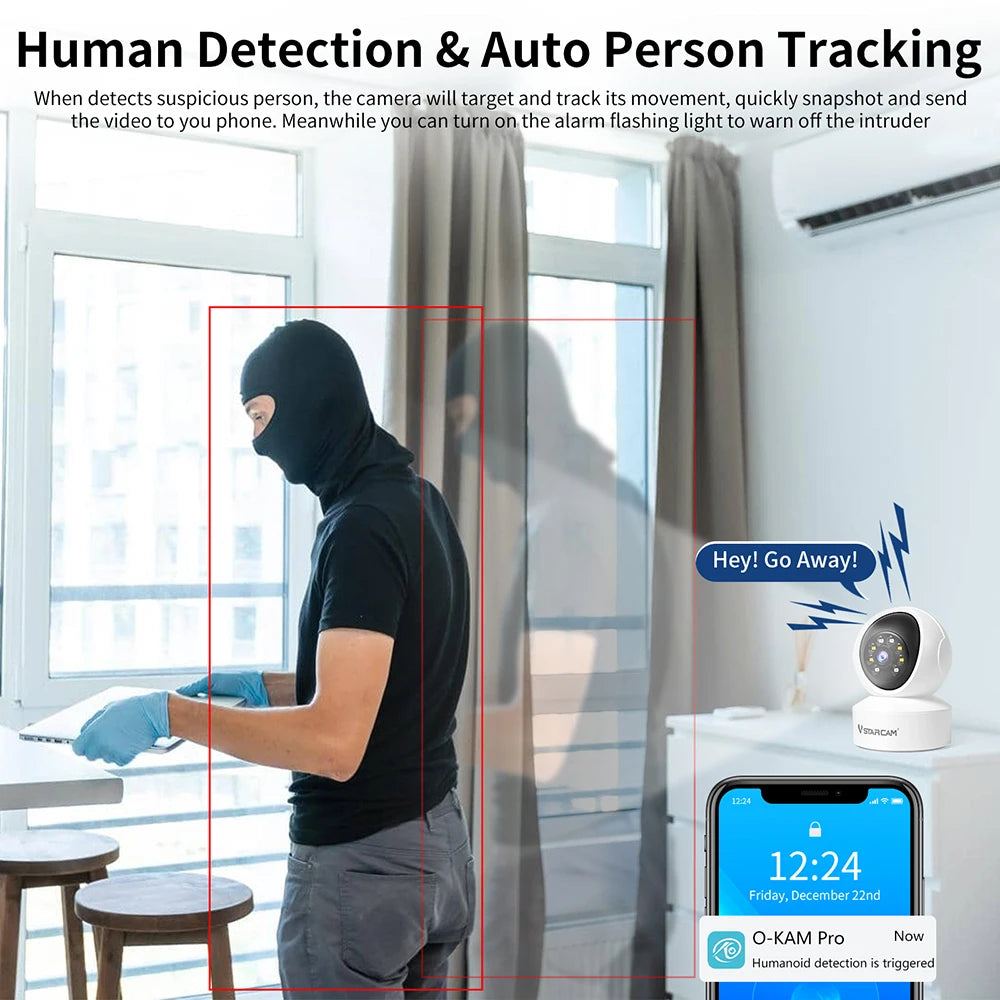 360° Indoor Security Camera with Color Night Vision & 2‑Way Audio