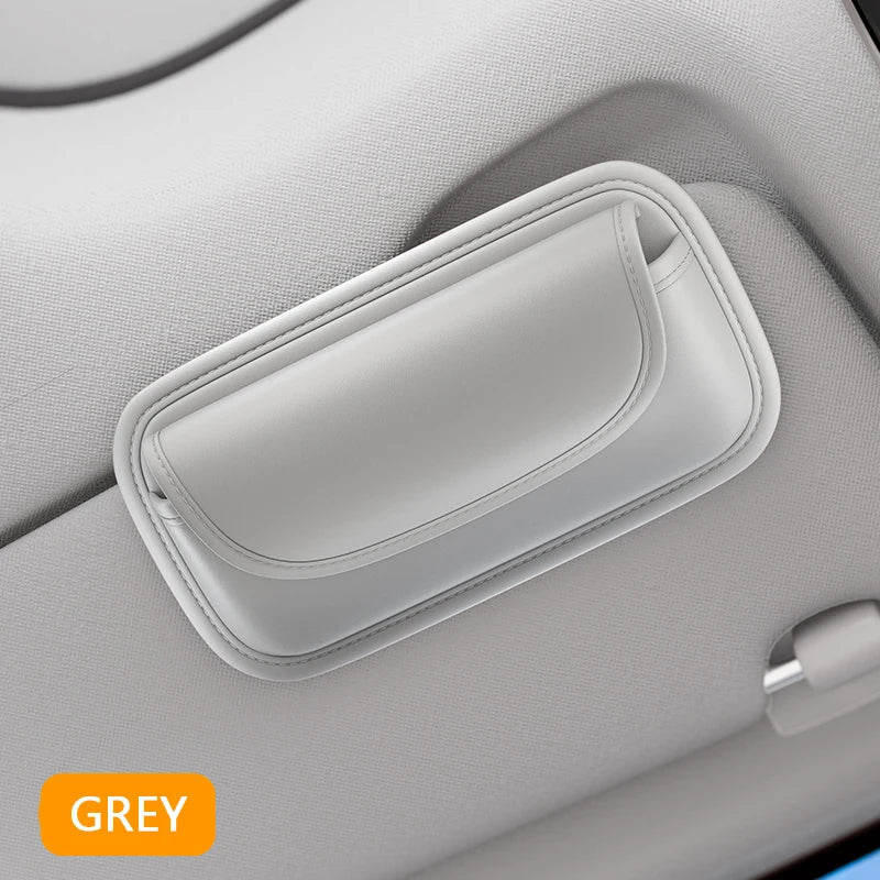SEAMETAL Car Visor Glasses Case Leatherette Large-Capacity Sunglasses Holder Sun Visor Eyeglasses Protection Box Scratch-Free